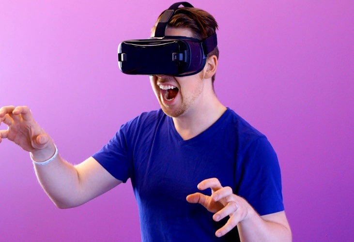 man playing with VR